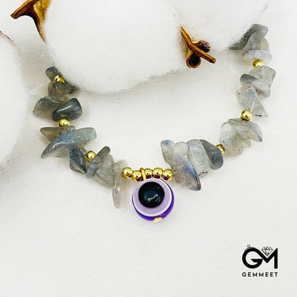 Fashion Crystal Gravel Evil Eye Pendant Bracelet