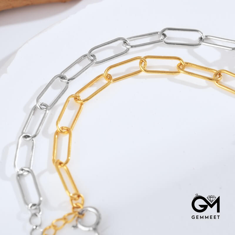 S925 Silver White Square Zircon Chain Bracelet