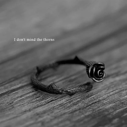 Adjustable Black Rose Ring