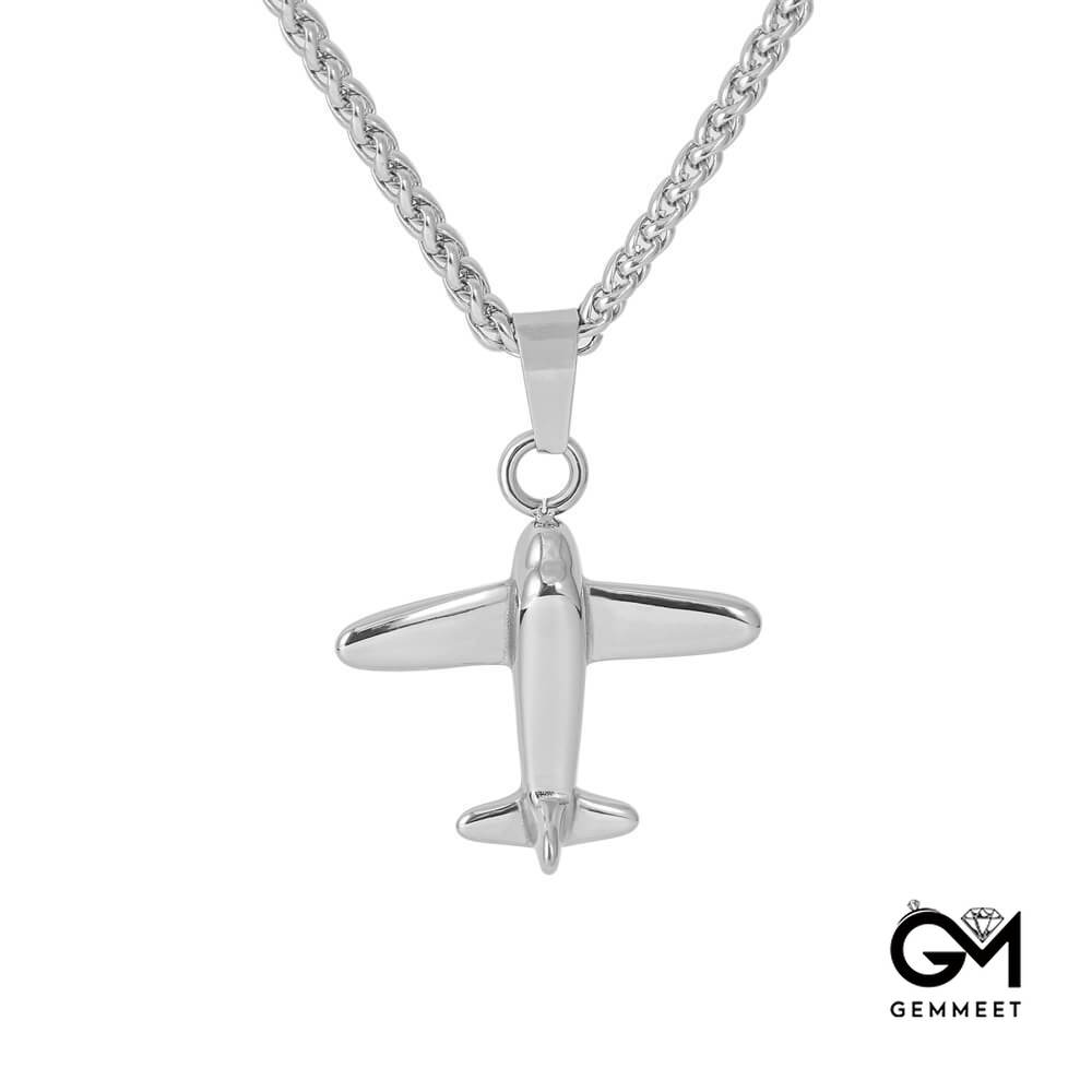 Stainless Steel Aircraft Pendant Mustang Fighter Necklace