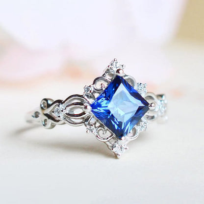 Hollow Square Sapphire Ring