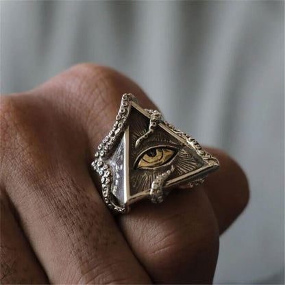 "Protection And Health" Men's Triangle Eye Of Horus Ring