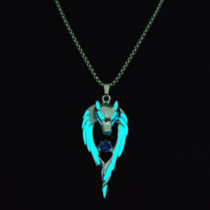 "Lone Brave" - Luminous Northern Wolf Sapphire Necklace