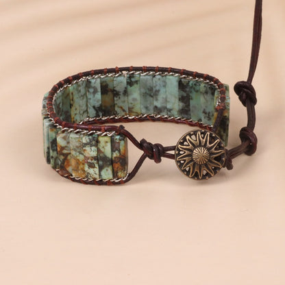 Turquoise rectangular bead woven bracelet