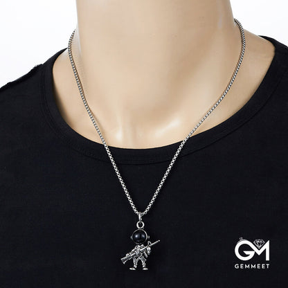 Titanium Steel Space Astronaut Guard Pendant Necklace