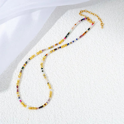 Colorful Natural Tourmaline Beaded Clavicle Gemstone Necklace