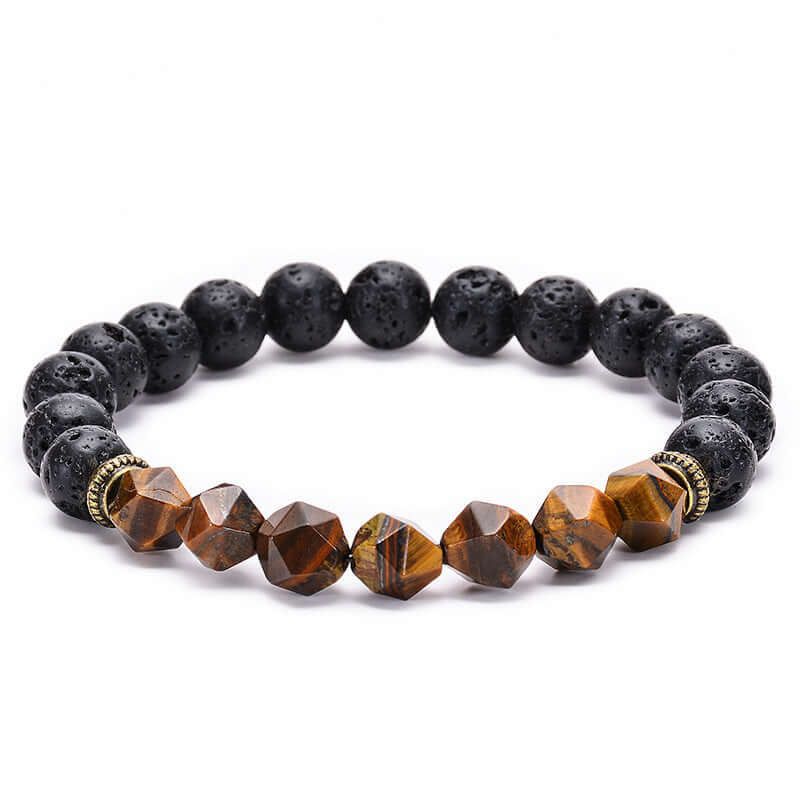 Tiger Eye With Lava Stone Protection Bracelet