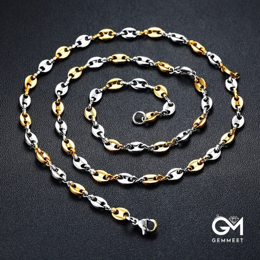 Alloy Coffee Bean Pearl Chain Necklace