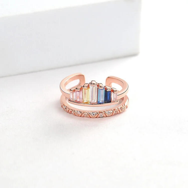 Trendy Rainbow Colourful Zircon Ring