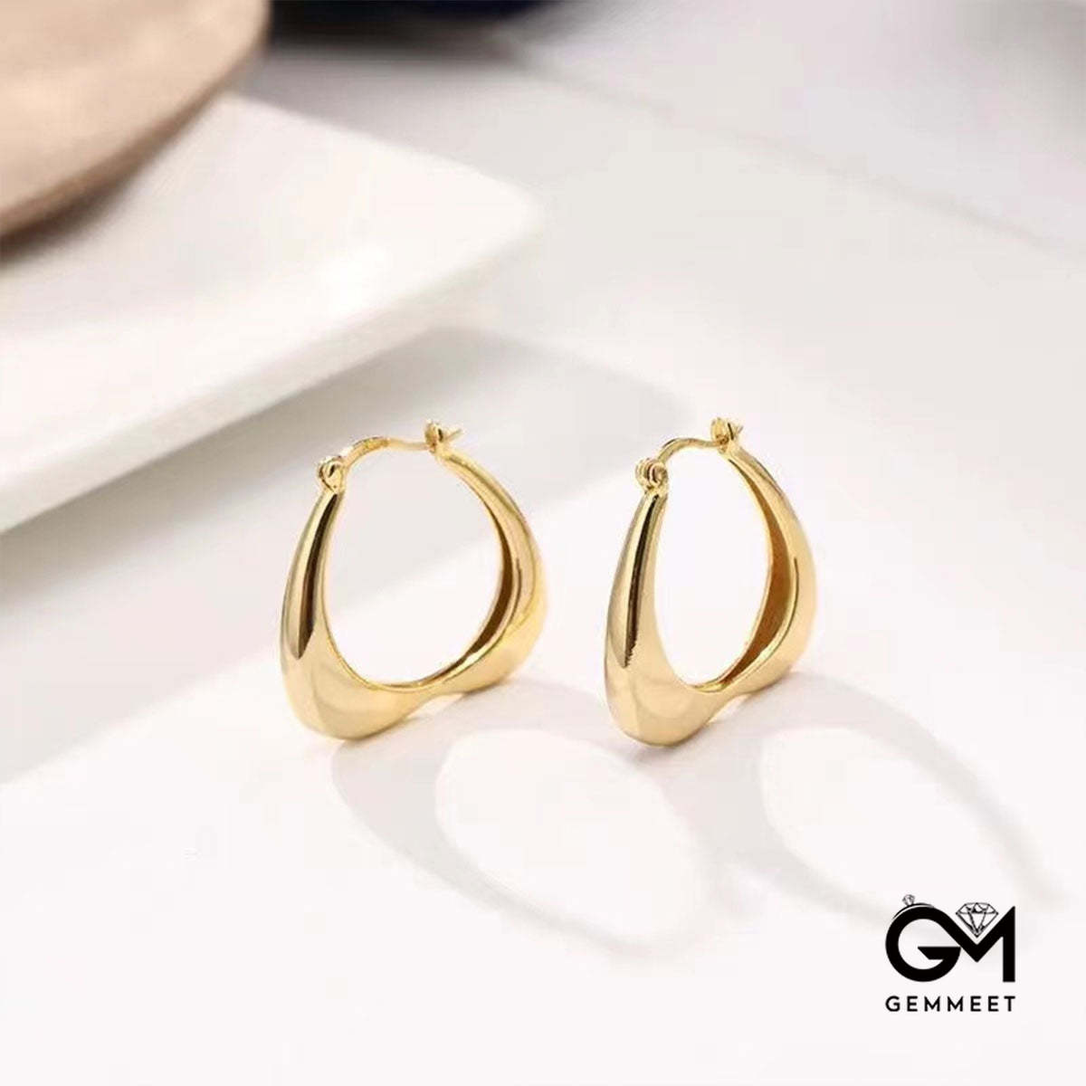 White Gold Dangle Heart Shape Hoop Earrings