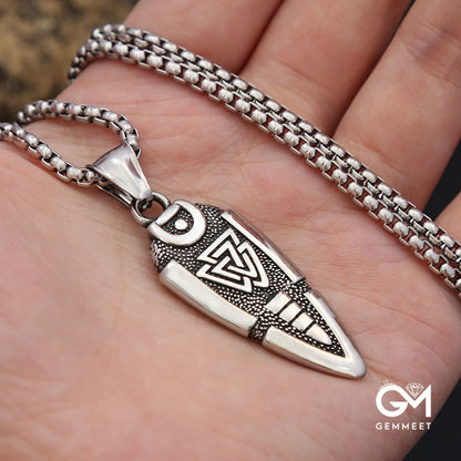 Titanium Steel Viking Arrow Triangle Logo Necklace