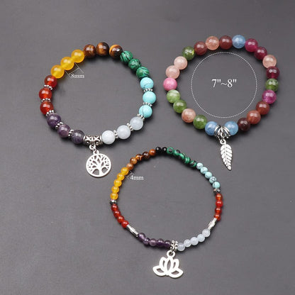 Lotus Life of Tree & Leaf Symbol Color Stones Bracelet