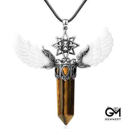 Hollowed Hexagram Crystal Pendant Necklace