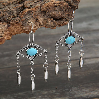 Geometric Cutout Eye Turquoise Bohemia Earrings