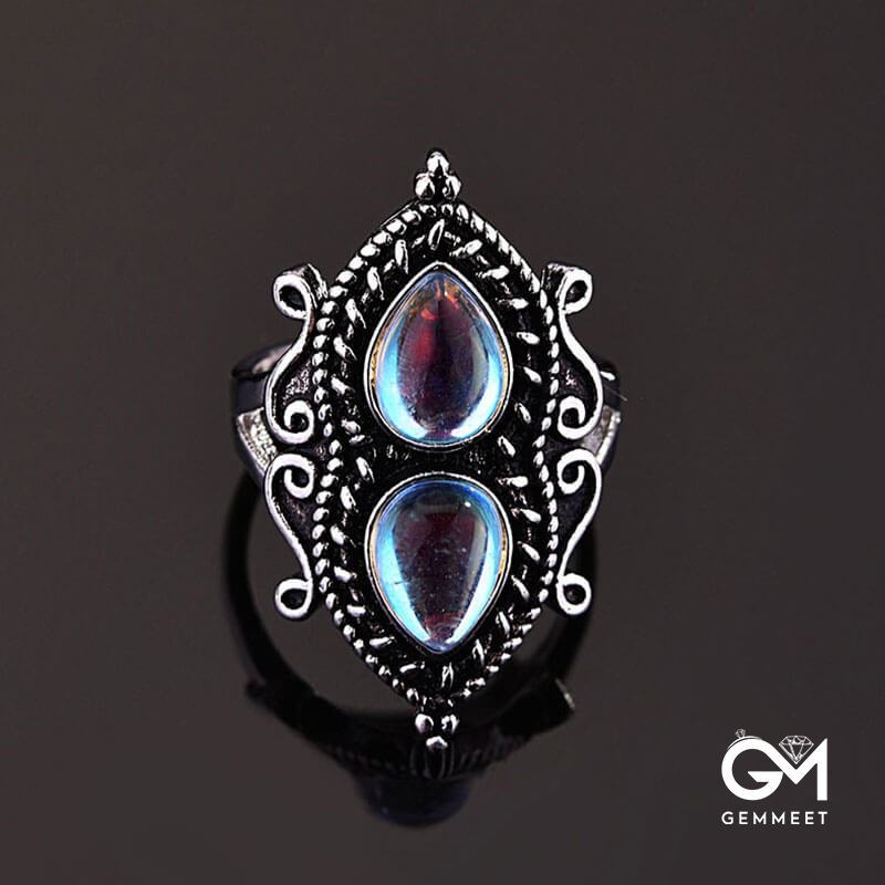 Water Drop Pear shaped Moonstone Ring