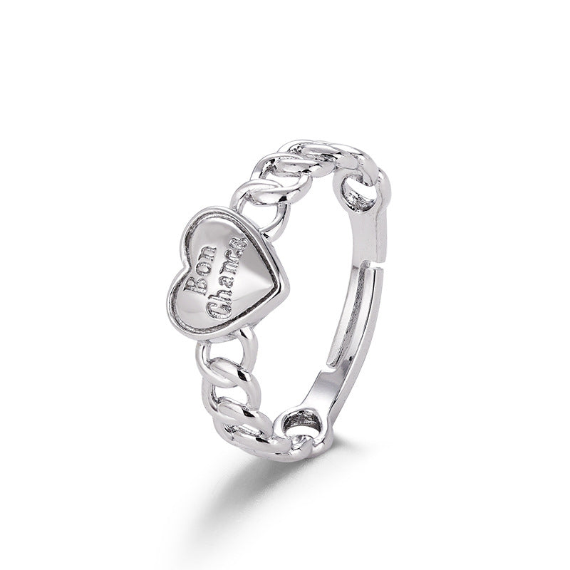 Heart Letter Chain Ring