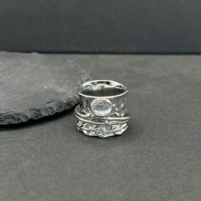 Leaf Spinner Aquamarine Ring