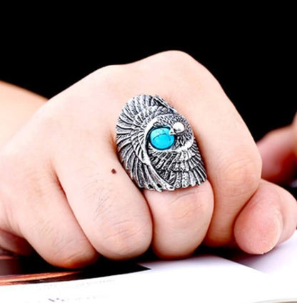 Vintage Turquoise Eagle Ring