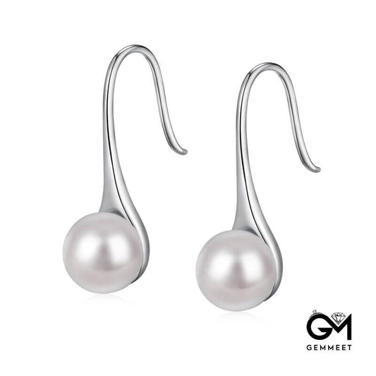 S925 Sterling Silver Pearl Irregular Spoon Earrings