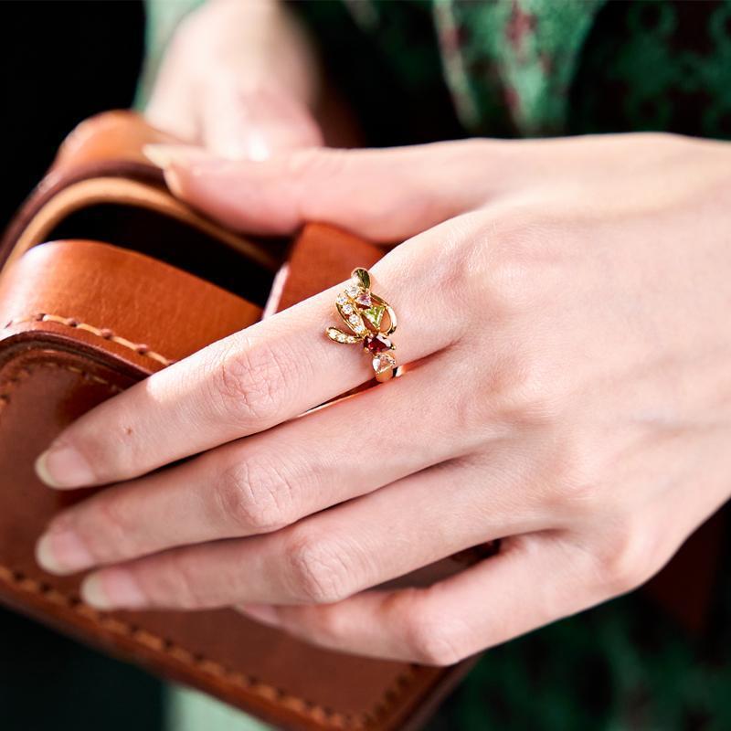 Water Drop Colorful Zircon Rabbit Ring