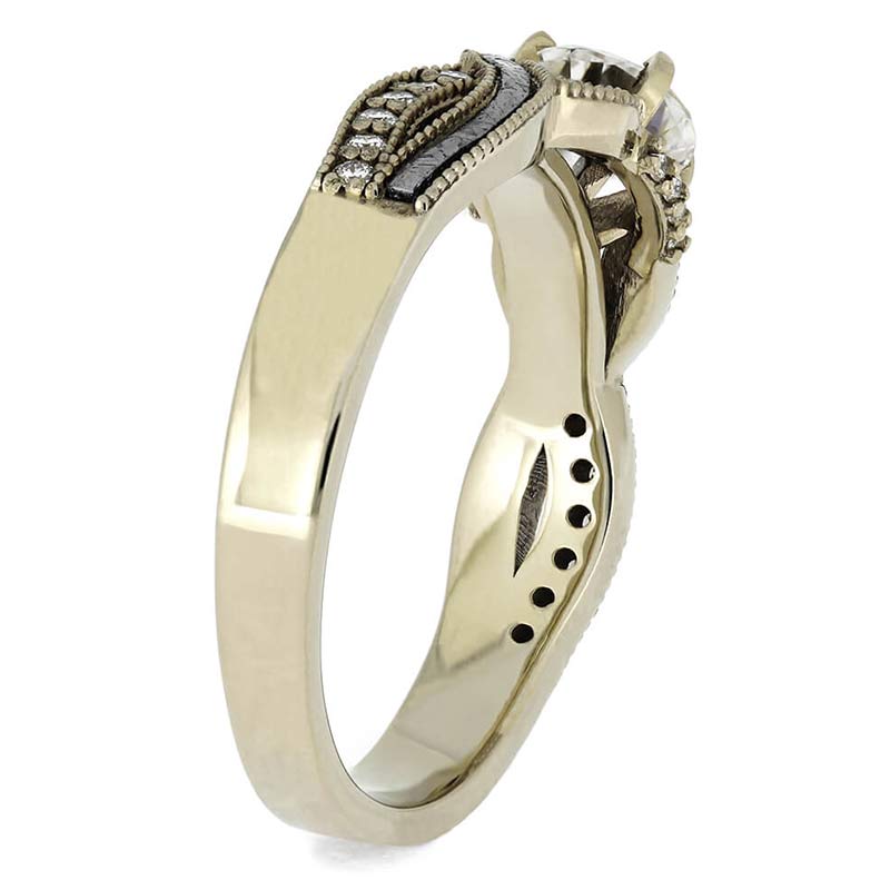 Twist Meteorite Bridal Ring Set