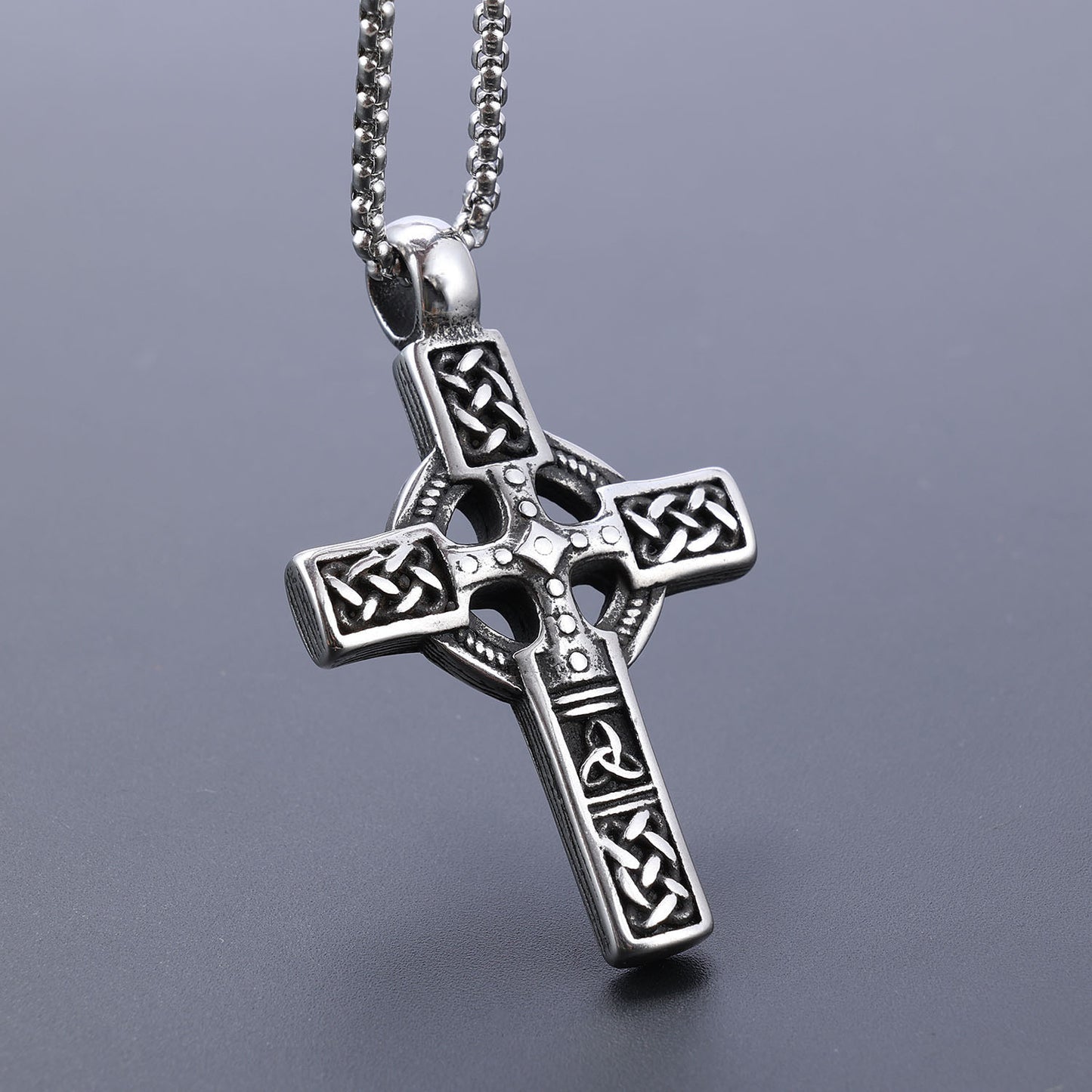 Viking Jewelry Cross Titanium Steel Pendant Necklace