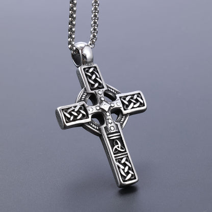 Viking Jewelry Cross Titanium Steel Pendant Necklace