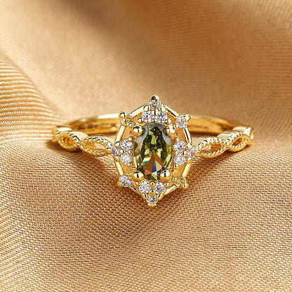 Green Zircon Retro Ring