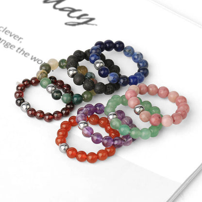 Color Stones Elastic Adjustment Bead Ring