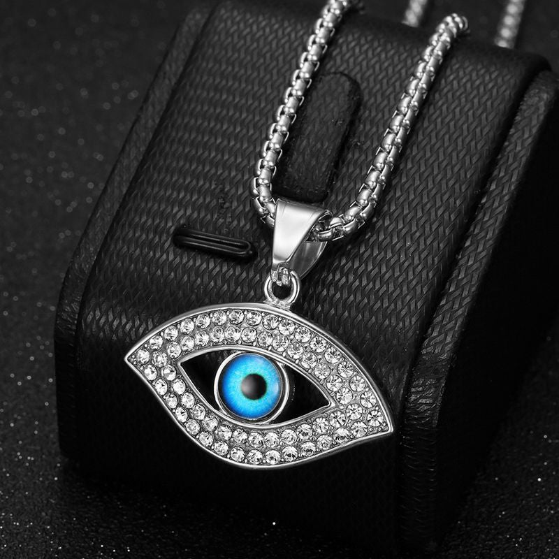 Hip Hop Jewelry Gold Plated Zirconia Blue Eyes Pendant