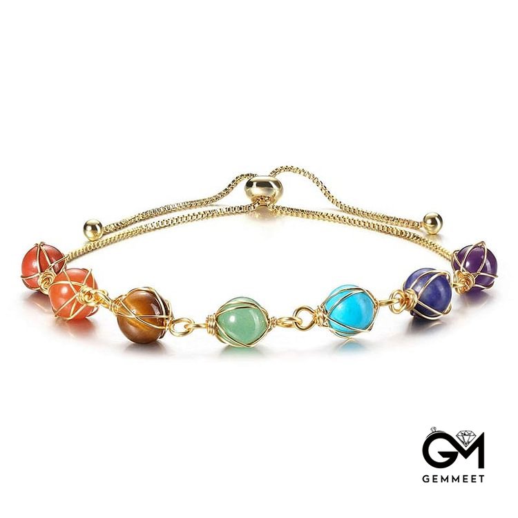 Chakra  Golden Color Adjustable Yoga Bracelet