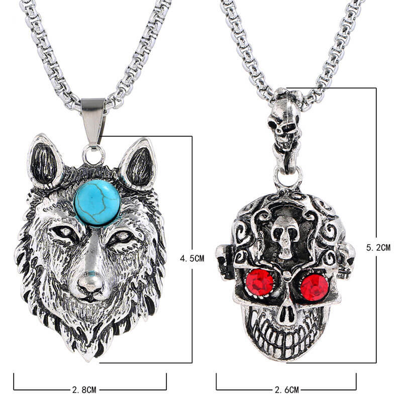 Domineering Simple Alloy Wolf Head Men's Skull Necklace