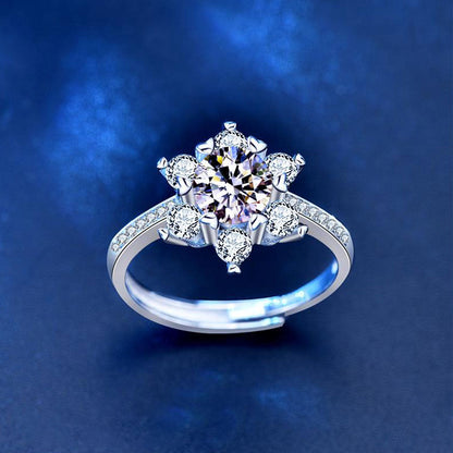 White Gold S925 Flower Shape Moissanite Ring