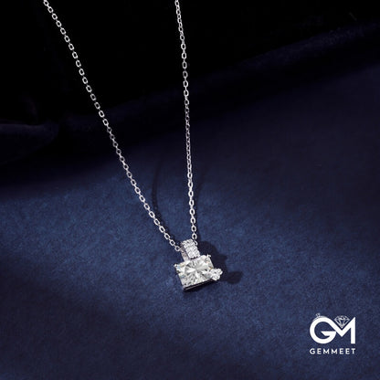 S925 Silver Rectangular Zircon Necklace