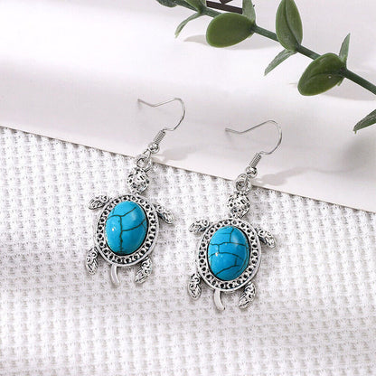 Turquoise Turtle Pendant Earring Bracelet Necklace 3 PCS Set