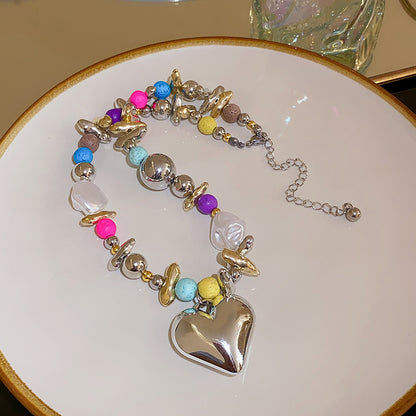 Zircon Love Pearl Colorful Necklace