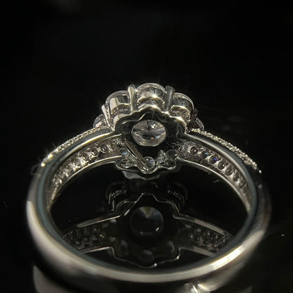 White Gold Flower Shape Full Stones Ring