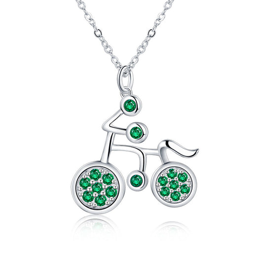 White Gold Bike Shape Mutil Emerald Chain