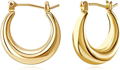 Gold Chunky Hoop Earrings for Women