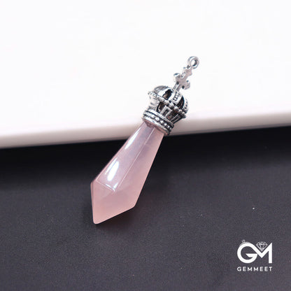 Pink Crystal  Stone Pendant Necklace