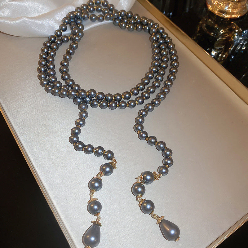 Zircon Pearl Crystal Long Temperament Necklace