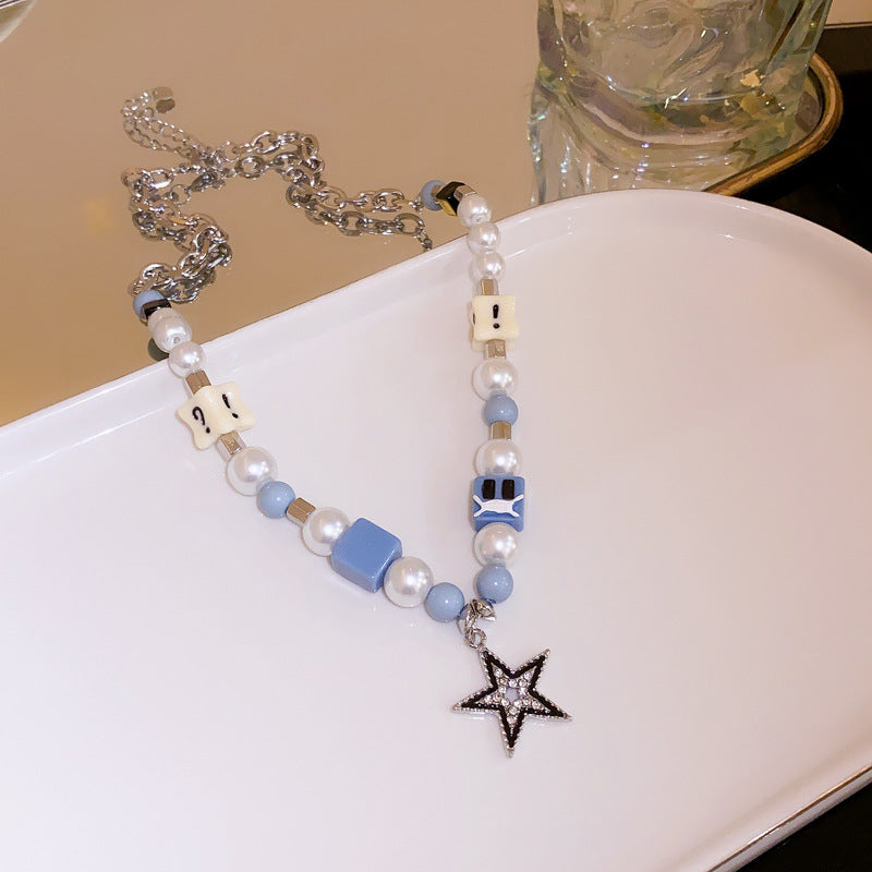 Zircon Five-pointed Cross Pearl Necklace