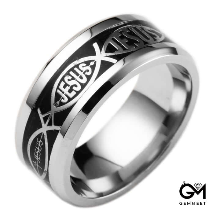 8mm Stainless Steel Jesus Ring