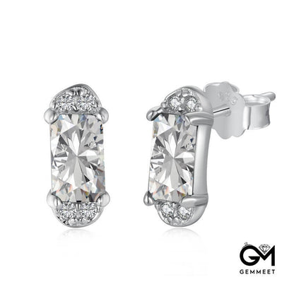 S925 Sterling Silver Summer Zircon Rectangular Earrings