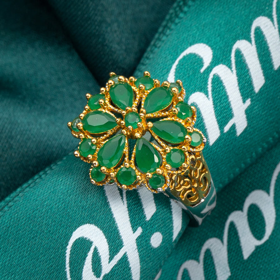 Blooming Flowers Emerald Ring