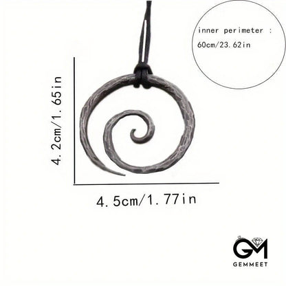 Vintage Viking Spiral Symbol Pendant Necklace