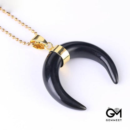 Stone Crescent Moon Necklace