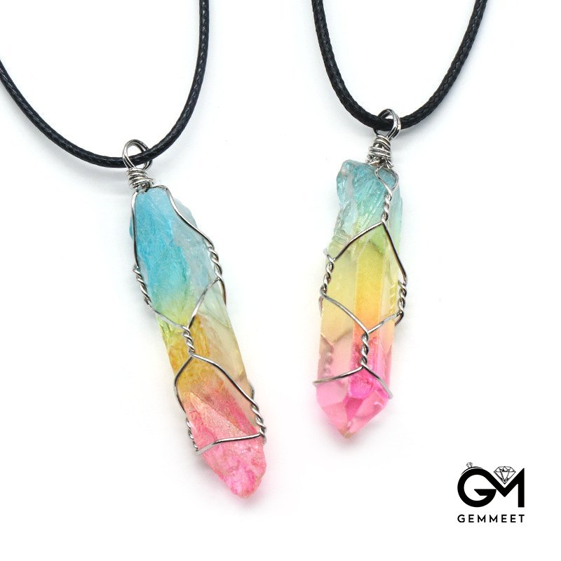 Rainbow Column Colorful Irregular Crystal Pendant