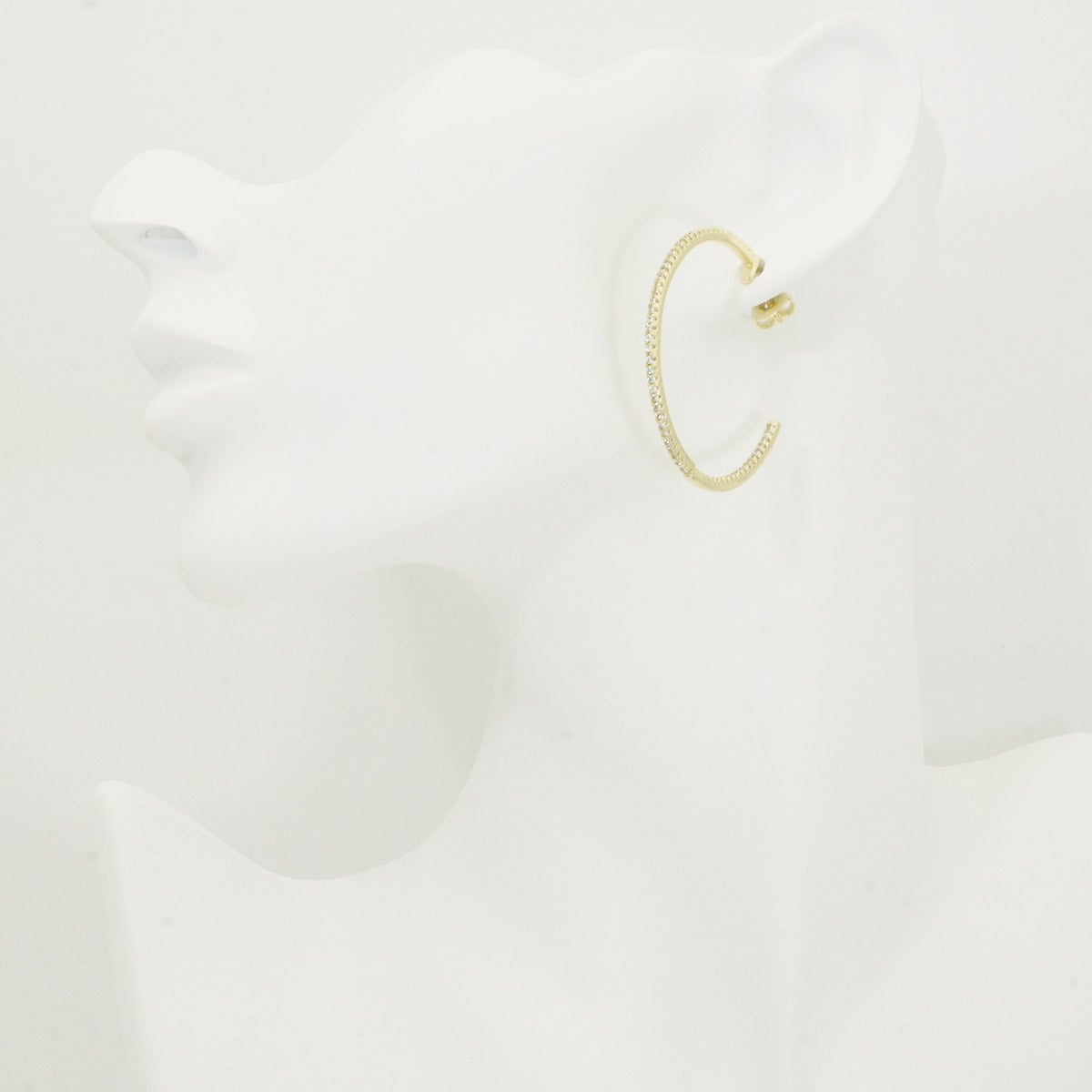 Channel Setting Stones Big Gold Hoop Earrings