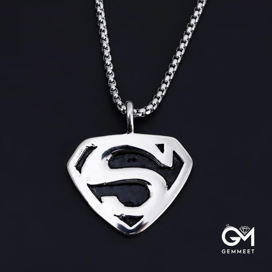 Titanium Steel Superman Logo Pendant Necklace